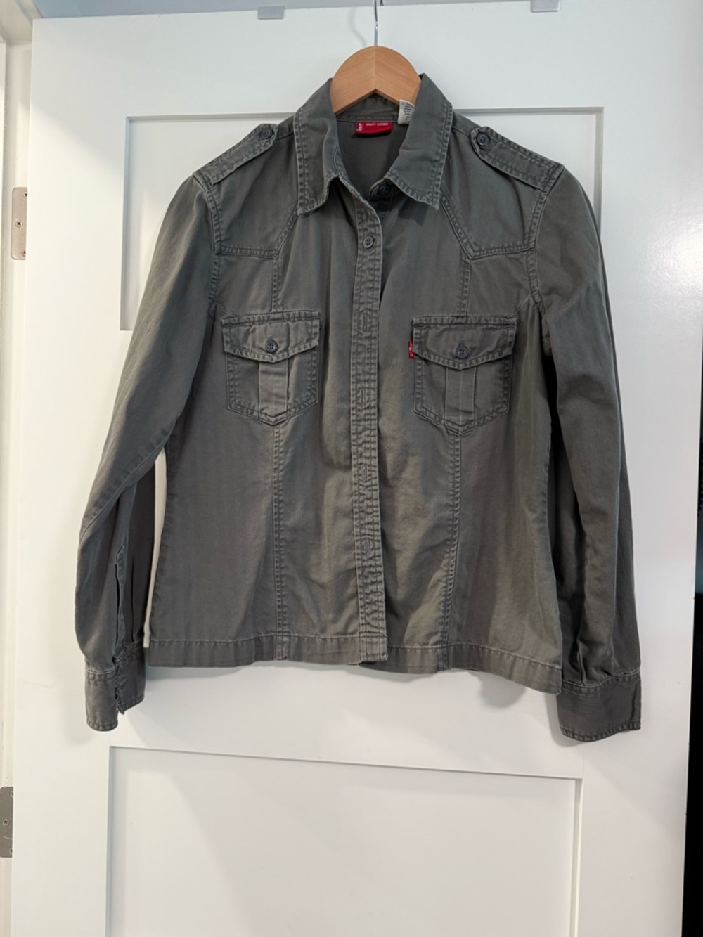 Levi's Military-Style Button Front Shirt Jacket - Gray